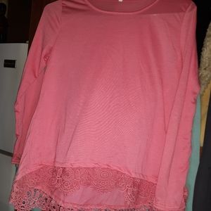 Nwot pink lacy blouse size small nwot pink blouse with lace size small